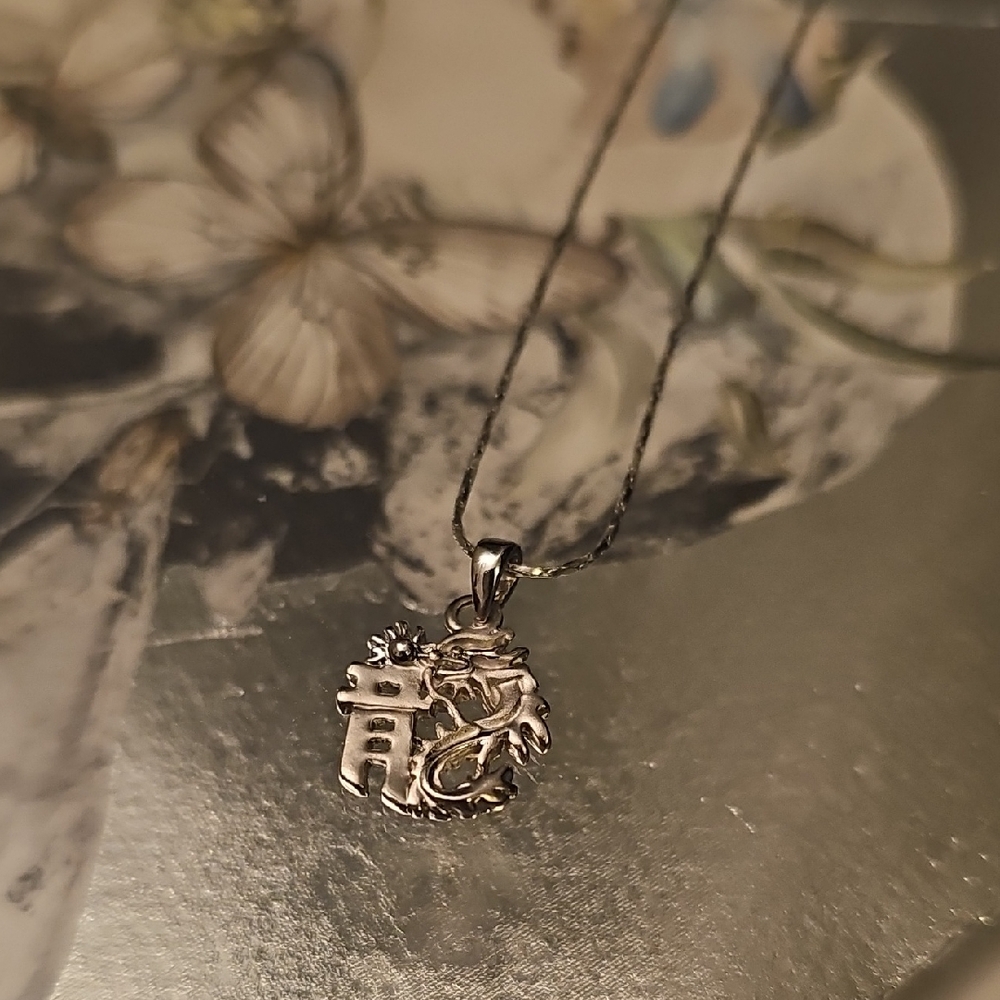 Silver Dragon Pendant Necklace